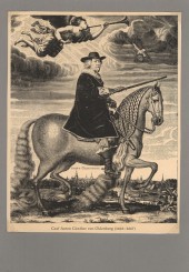 Abb. 3: Graf Anton Günther auf seinem Pferd Kranich: Landesbibliothek Oldenburg (aus Johann Just Wickelmann: Oldenburgische Friedens- und der benachbarten Oerter Kriegshandlungen).